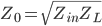 Z_0=\sqrt{Z_{in}Z_L}